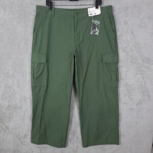 Uniqlo Cargo Pants Olive Green Wide Straight  Waist Size 35-5 New Y2K
